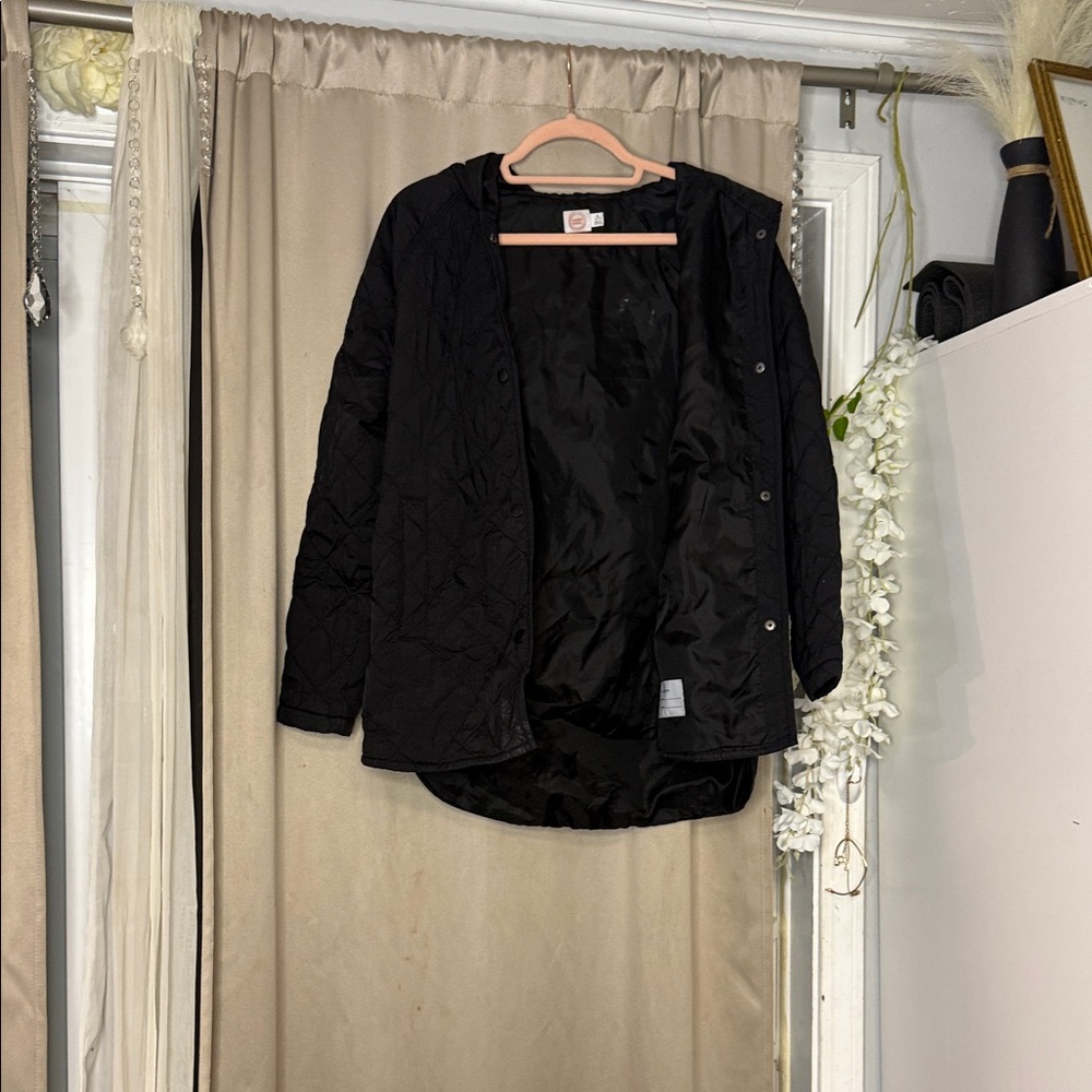Wonder Nation Black Quilted Raincoat for Kids